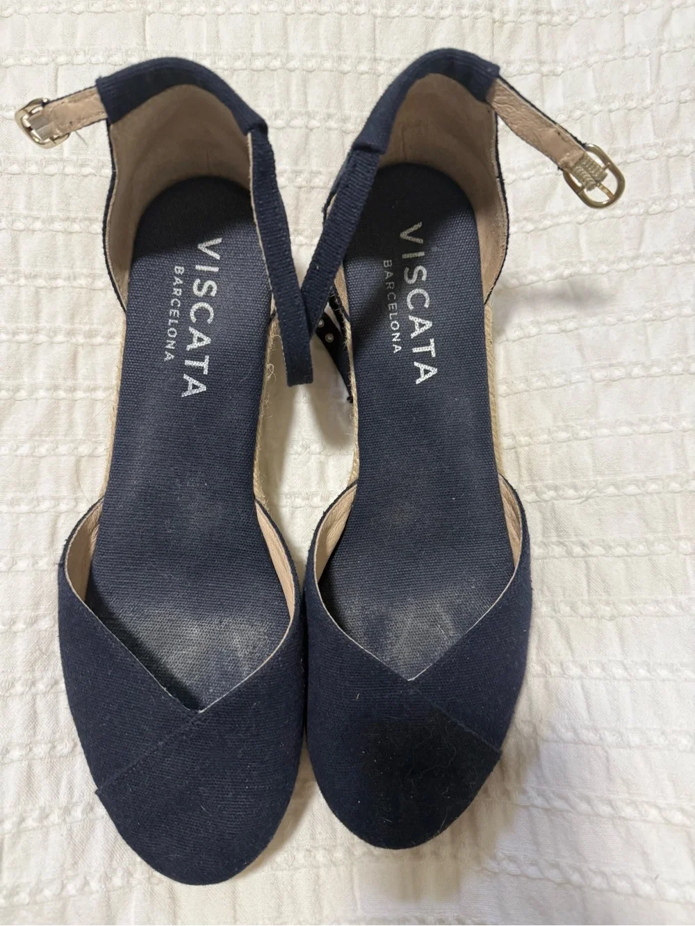 Women's Navy Espadrille Wedge Sandal with Ankle Strap - Classic Summer Wedge